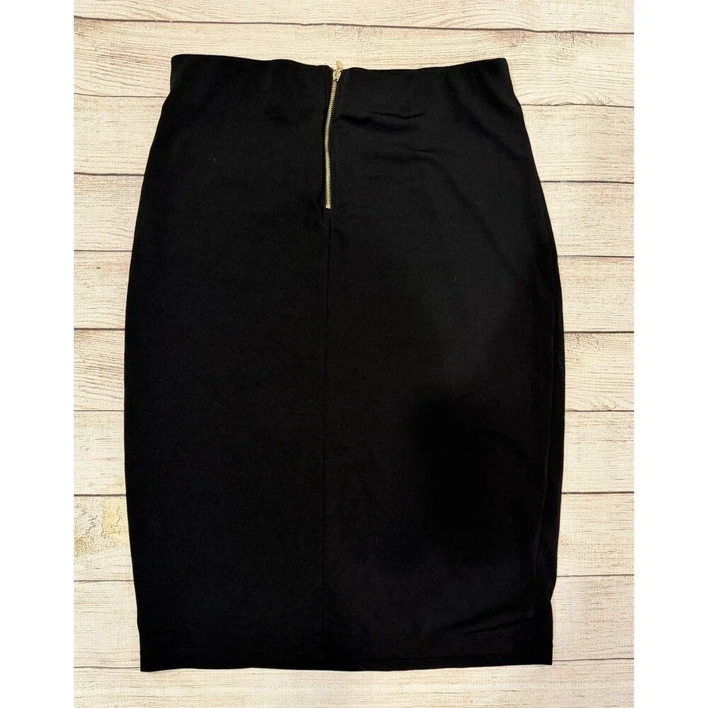 Grace Elements black pencil skirt With gold zip details Stretch Size Medium